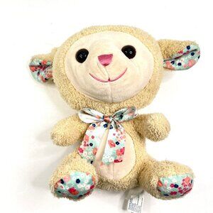 HUGFUN Lamb Plush Easter Flower Print Ears Feet Bow Soft Cuddle 10" Stuffed Toy